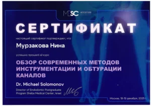 Мурзакова Нина Олеговна – сертификат